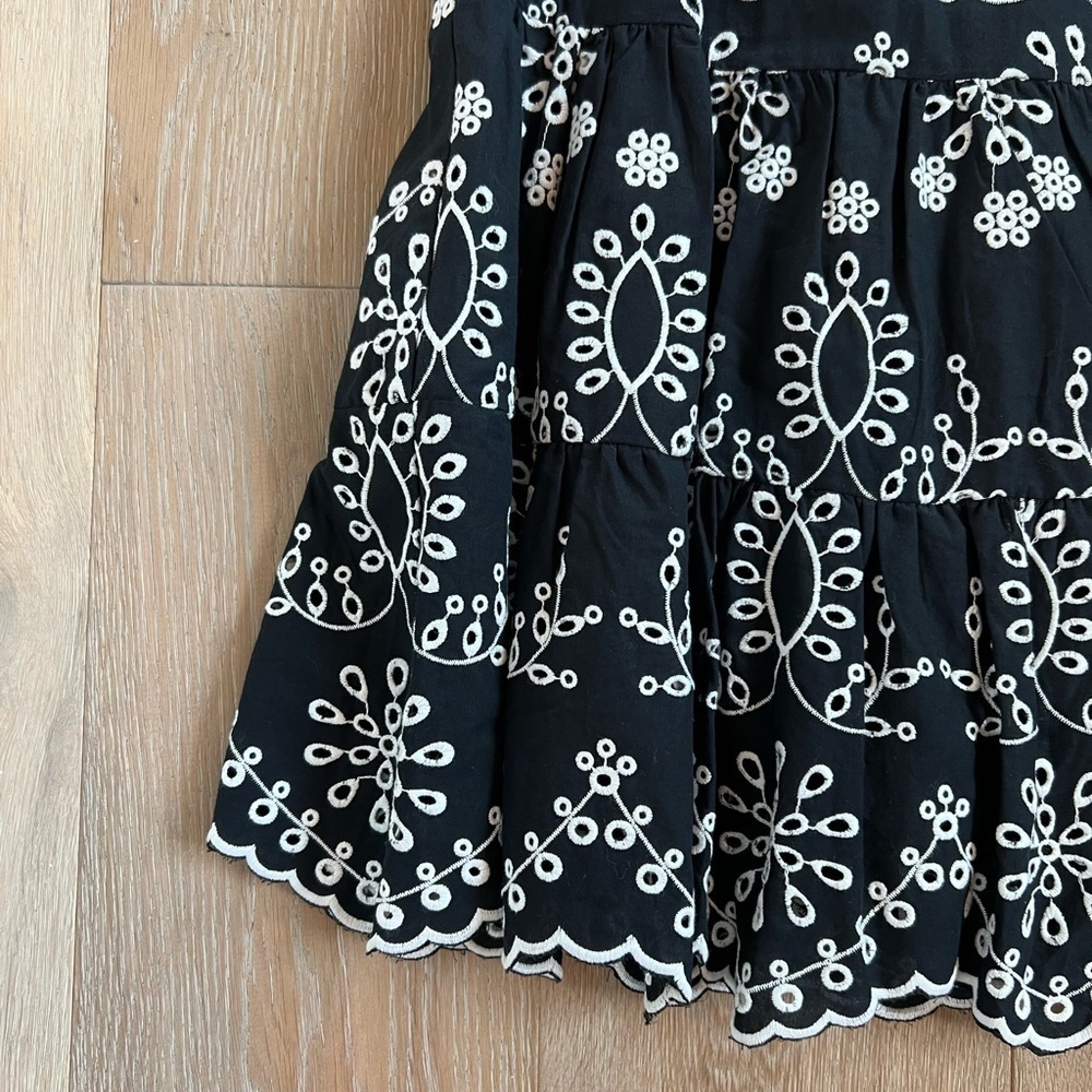 Karen Kane Eyelet Embroidered Sleeveless Tiered Cotton Dress Black and White XS - Picture 14 of 16